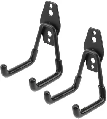Image de Support mural double pour garage, noir, 11 x 7 x 1 cm, pour vélos et outils