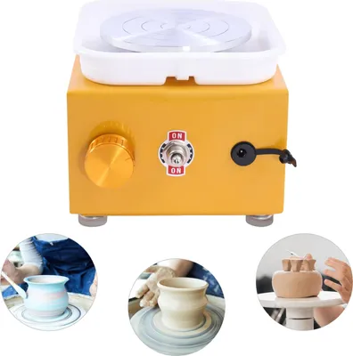 Obrázok produktu pre Mini hrnčiarsky kruh, 10 cm rotačný kotúč, 2000 otáčok za minútu, výkon 24 W, nastaviteľná rýchlosť, kompaktný dizajn