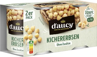 Produktbild von d'aucy Kichererbsen: Dampfgegart & verzehrfertig (2x150g) – Ohne Zusätze