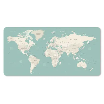 Produktbild von MuchoWow® Schreibtischunterlage Weltkarte - Statistisch - Türkis 80x40 cm - XXL Mauspad - Gaming Mauspad