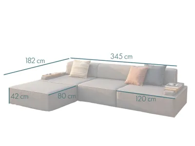 Produktbild von TRADA Gartenecksofa Ravello M Braun 345x182 cm Gartenmobel set Verstellbare Kopfstützen Modular