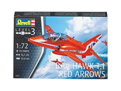 Produktbild von Revell Modellbausatz Flugzeug 1:72 - BAe Hawk T.1 Red Arrows im Maßstab 1:72, Level 3, originalgetreue Nachbildung mit vielen Details, 04921