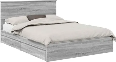 Immagine prodotto di Letto contenitore vidaXL, colore Sonoma grigio, dimensioni 140 x 200 cm, realizzato in materiale composito di legno