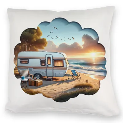 Produktbild von Wohnwagen am Strand Kuschelkissen