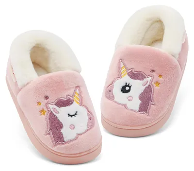 Produktbild von LACOFIA Kinder Mädchen Winter Hausschuhe Kleinkinder Warm Plüsch Pantoffel Karik