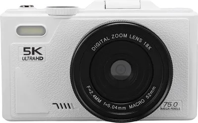 Obrázek produktu pro PUSOKEI 5K digitální fotoaparát, 75MP kamera pro fotografování s Wi-Fi, 18x digitální zoom, automatické ostření, ochrana proti otřesům, videokamera pro seniory na cesty (64G)