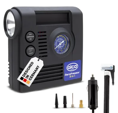 Obrázek produktu pro alca® Kompresor 12 V, 21 bar, 3v1, LED lampa, mini elektrická vzduchová pumpa, auto