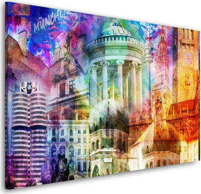 Produktbild von München Pop Art Wandbild Leinwandbild Kunstdruck XL Wanddeko: 120x80x4cm