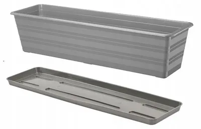 Produktbild von Verdenia DRACO Balkonkasten rechteckig mit Untersetzer 60 cm Grau