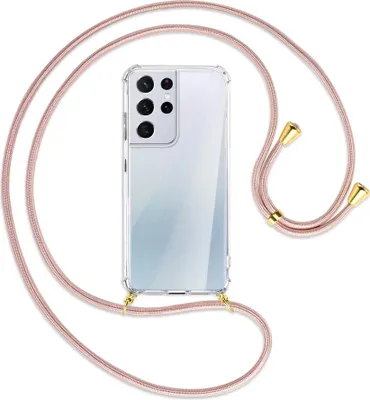 Produktbild von Handykette Backcover-Schutzhülle mit Band (Metall goldfarben) für Samsung Galaxy S21 Ultra 5G - roségold