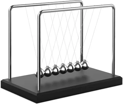 Productafbeelding van Newtons Cradle Newton-slinger met 7 stalen ballen - 50 sec. trillingsduur - Fysica educatief speelgoed