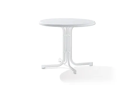 Produktbild von Tisch 209/W 86 cm weiß Gestell aus Stahl in weiß, Tischplatte aus Mecalit®-Pro in weiß