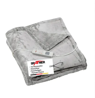 Zdjęcie produktu dla Koc ogrzewany Grafner® Polar flanelowy 180 x 130 cm jasnoszary WD10964