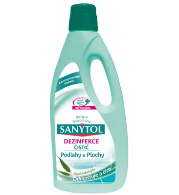 Produktbild von Sanytol 3045206312202, Flüssigkeit (Konzentrat), 1 l, Laminat, Linoleum, Marmor, PVC, Vinyl, Eukalyptus, Flasche, 1 Stück(e)