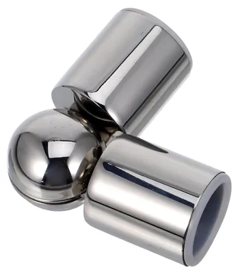 Produktbild von Eckverbinder aus Edelstahl 25mm verstellbar für Gardinenstangen und Glasduschtüren