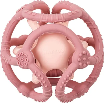 Produktbild von Nattou Babyspielzeug 2 Silikonbälle Pink Beißring Rassel Zahnfleischmassage