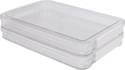 Obrázok produktu pre 2 ks plochých plastových úložných boxov na dokumenty s uzamykateľným vekom, organizér na dokumenty, priehľadný, stohovateľný, prenosný, projektový box pre P