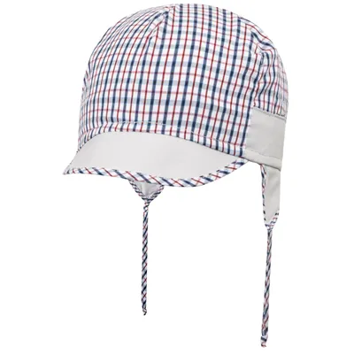 Produktbild von Jungen Babymütze Bindemütze Schirmmütze Sommermütze, Gr. 44, Grau-Rot