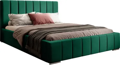 Produktbild von FEDVE Polsterbett Doppelbett Ambrus Schlafzimmer Bett 160x200cm Dunkelgrün (Magic Velvet 2225)