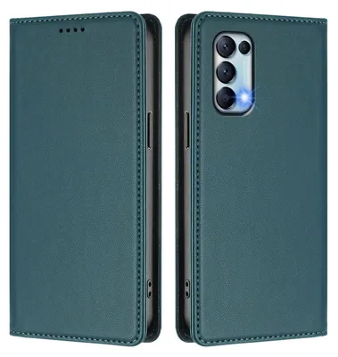 Image de Etui en cuir pour Oppo Find X3 Lite, étui magnétique en cuirPolyuréthaneavec support Vert