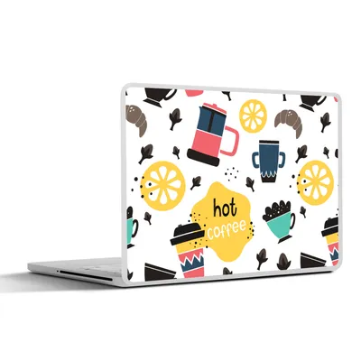 Produktbild von MuchoWow® Laptop Aufkleber Sticker Cover Muster - Kaffee - Frühstück - Croissant 40x30 cm - Laptop Dekoration - Selbstklebend