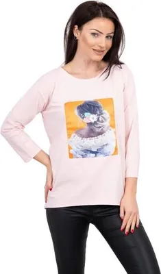 Produktbild von Bluse mit 3D-Grafik, puderrosa Spitze