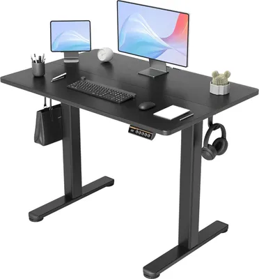 Zdjęcie produktu dla Biurko z regulacją wysokości 100x60 cm elektryczne czarne