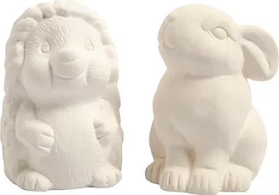 Produktbild von Creativ Company Tier-Spardose, Igel und Hase, H: 10 cm, weiß, 2 Stück 1 Box