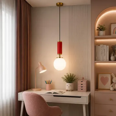 Produktbild von Opviq, Moderne Pendelleuchte Rot, Metall & Glas, E27, Ø15 cm, IP20 | 100% Melamin
