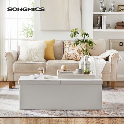 SONGMICS Sitztruhe, 120L,Sitzhocker, faltbar, mit Metallgestell, 110x38x38cm