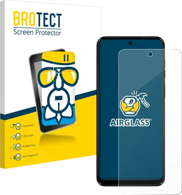 A product shot of a screen protector packaging and a smartphone with a screen protector applied.
