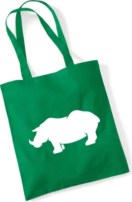 Produktbild von Huuraa Jutebeutel Nashorn Silhouette 10 Liter Kelly Green Baumwolle Tasche Geschenkidee