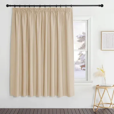 Image de Rideau de salon extra large avec ruban froncé, hauteur 175 cm, largeur 280 cm, couleur beige