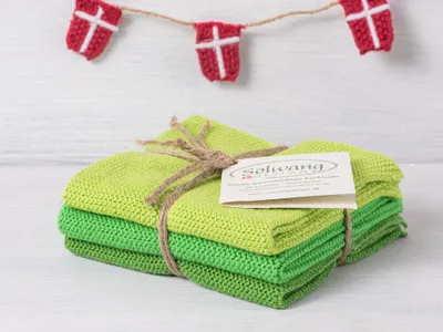 Produktbild von Solwang Wischtuch FRISCHES GRÜN KOMBI gestrickt 3er Set Spültuch Wischlappen