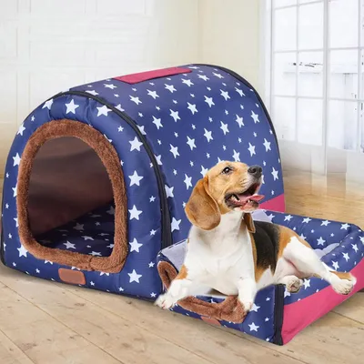 Produktbild von Hundehütte XL/XXL Waschbar Warm Gemütlich für Drinnen & Draußen 75 x 57 x 55 cm