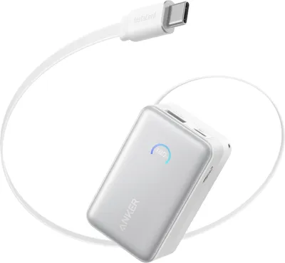 Obrázok produktu pre Powerbanka Anker Nano (10 000 mAh, 45 W, integrovaný zasúvateľný kábel USB-C) – biela