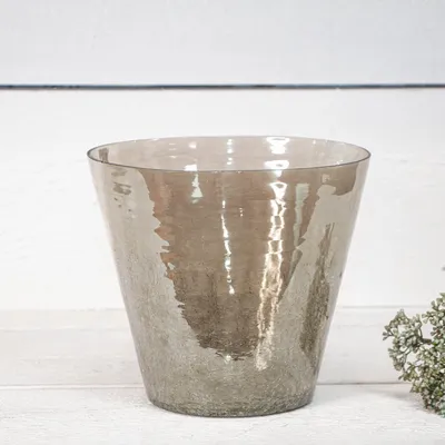Produktbild von Vase aus Krakelierglas, zart braun-goldener Farbton, H.16cm