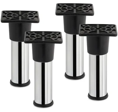 Produktbild von SOTECH Möbelfuß Alfa Ø 25 mm Höhe 100 mm Chrom poliert – höhenverstellbarer Sockelfuß, Stahl (4 Stück)