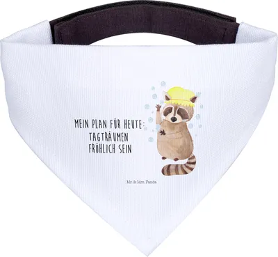 Produktbild von Mr. & Mrs. Panda Halstuch Für Hunde Waschbär - Weiß - Geschenk, Tagträumen, Seifenblasen, Waschen, Lustige Sprüche, Hund, Tuch, Hundehalstuch, Fröhlich, Plan
