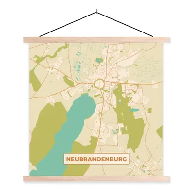 Produktbild von MuchoWow® Textilposter Neubrandenburg - Karte - Vintage - Stadtplan 40x40 cm mit holzfarbenen Rahmen - Posterleiste