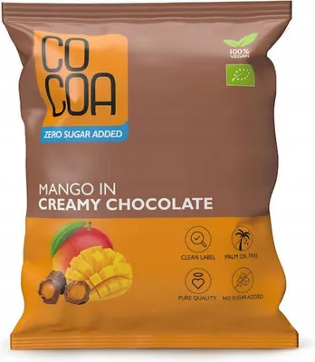 Produktbild von Mango in cremiger Schokolade 0% Zuckerzusatz laktosefrei glutenfrei  KAKAO 70g