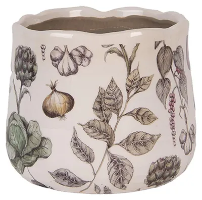 Obrázek produktu pro Clayre & Eef Květináč Ø 14x12 cm Béžová keramika Zelenina