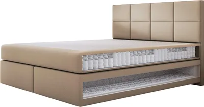 A cutaway view of a box spring bed showing its internal structure.