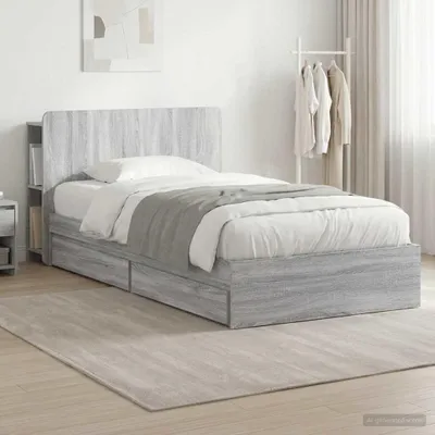 Productafbeelding van Maison Exclusive - Bedframe met opbergruimte, grijs Sonoma, 75 x 190 cm, houtvezelplaat