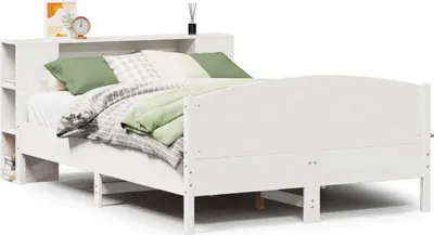 Produktbild von vidaXL Massivholzbett mit Regal ohne Matratze Weiß 140x190 cm Kiefer