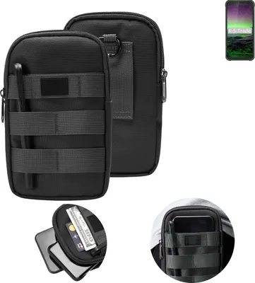 Produktbild von K-S-Trade Holster Gürtel Tasche kompatibel mit Blackview BV5500 Pro Handy Tasche Schutz Hülle dunkel-grau viele Fächer, 1x
