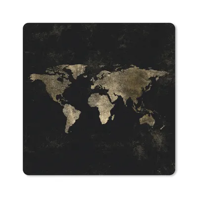 Produktbild von MuchoWow® Mauspad Mousepad Weltkarte - Schwarz - Gold 20x20 cm - Mousepads - Maus Mat - Pad - Mausunterlage - Desk Mat - Bureauartikeln
