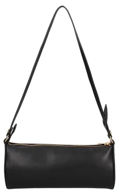 Image de Sac bandoulière pour femmes, en cuir nappa noir, fermeture éclair, fabriqué en Italie