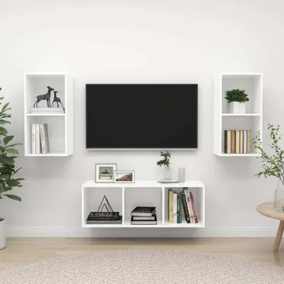 Produktbild von The Living Store 3-tlg. TV-Schrank-Set Weiß Holzwerkstoff
