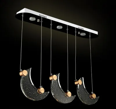 Productafbeelding van LED-pendelarmatuur 1668-3, 75*10 cm, hoogte 130 cm, met mondgeblazen kristallen, afstandsbediening, instelbare lichtkleur, +